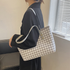 [GIRLS GOOB] Women's Checked Pattern Canvas Big Shoulder Bag - OEM China